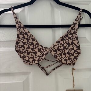 Stone Fox Brown and Cream Daya swim top